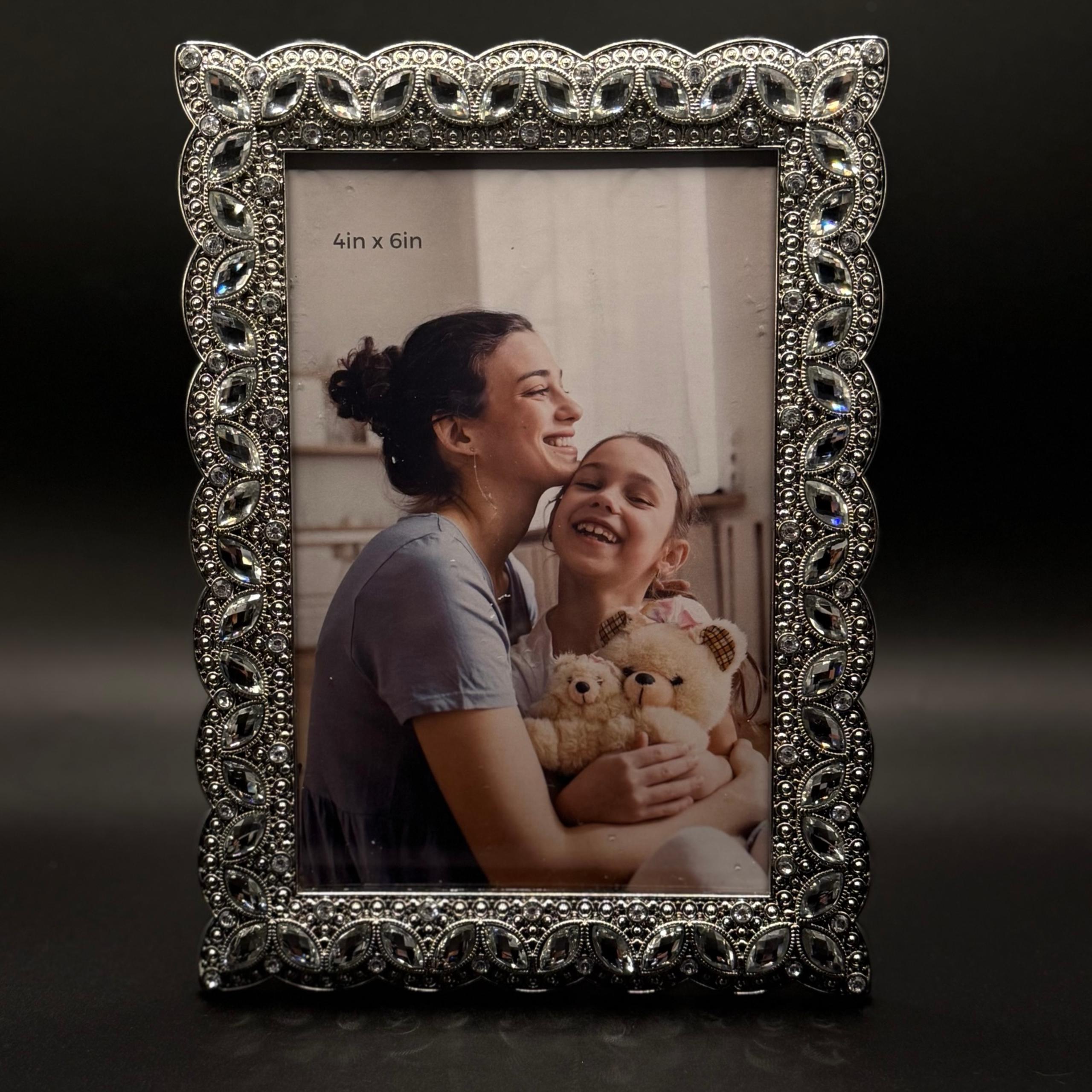 Frame Nanette Lepore 4x6 Silver Tone Jeweled Picture Frame Ornate Glam Style