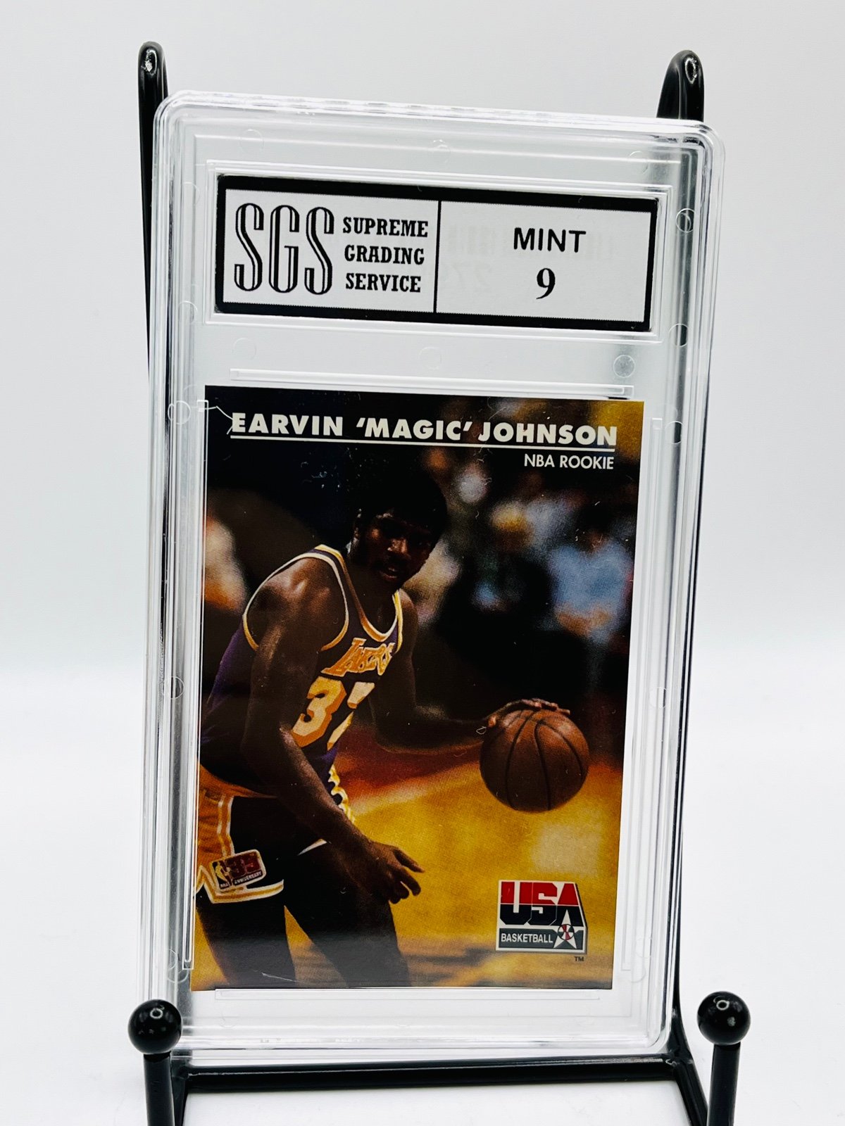 Earvin Magic Johnson 1992 SkyBox USA NBA Rookie GRADED 9 Mint SGS SUPREME Lakers