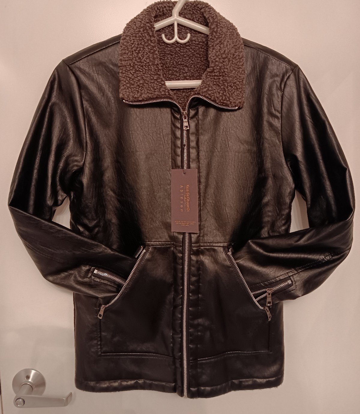 KuaiSuChuanDi Abinson Chinese Mens Leather Jacket Size Medium NWT