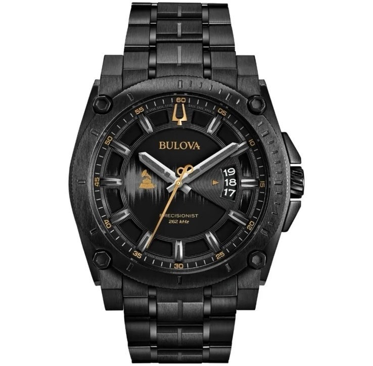 Bulova Men's Grammy Precisionist Quartz Black Calendar Watch 46.5mm 98B295