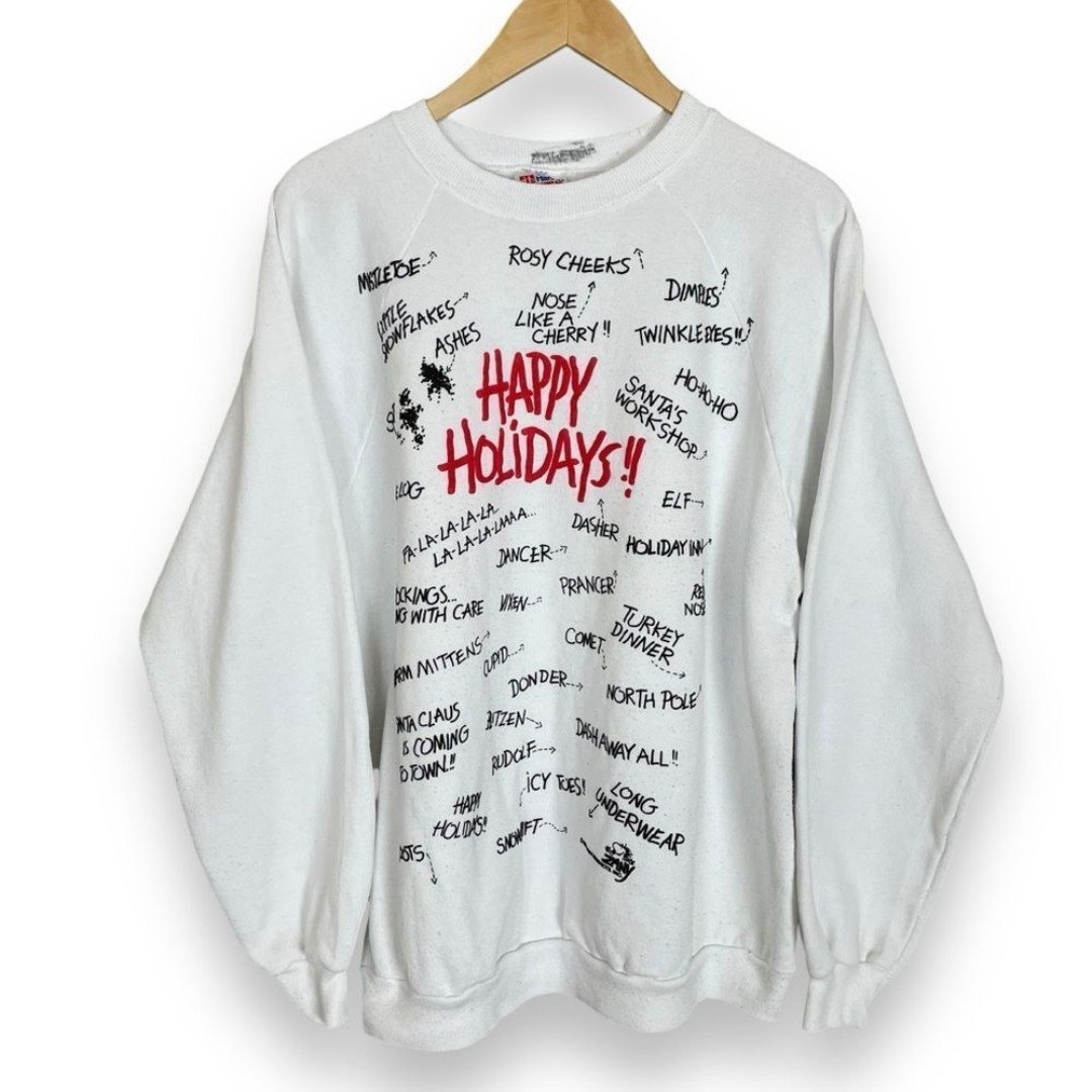Vintage Christmas Sweatshirt Novelty Size XL Funny 90s Retro Ugly Xmas Sweater