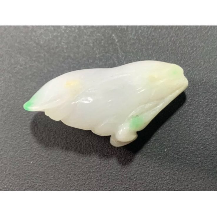 Vintage Natural White Carved Jade Flower Bud Figurine