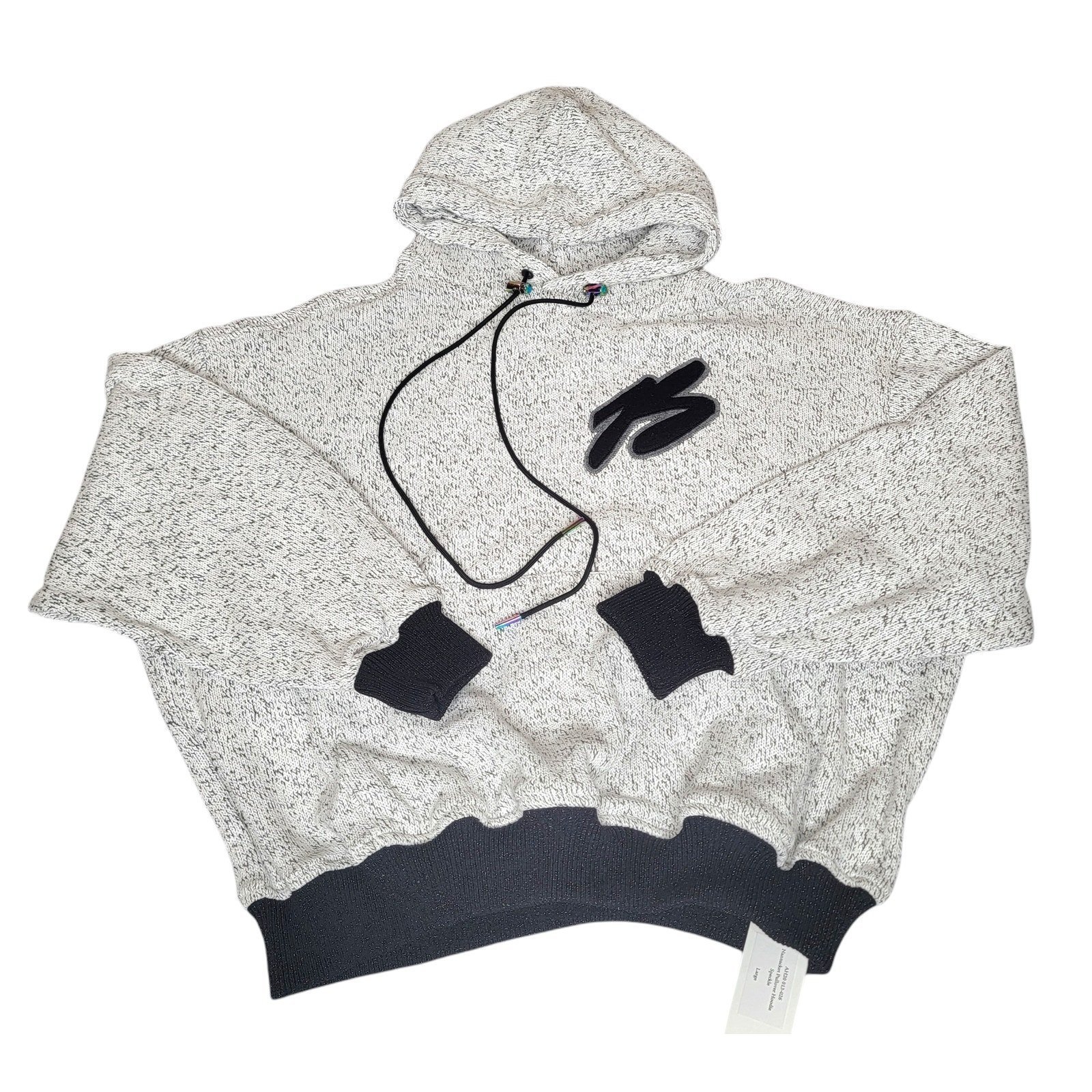 BOSSI Sportswear Men's Pullover Drawstring Hoodie Black/White size L Streetwear