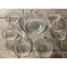 Vintage Italian Salad Fruit Dessert Textured Glass Apple Shaped 7 Piece Bowl Set