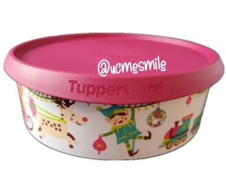 Tupperware One Touch Christmas Cookies Elf Santa’s Food Storage Container