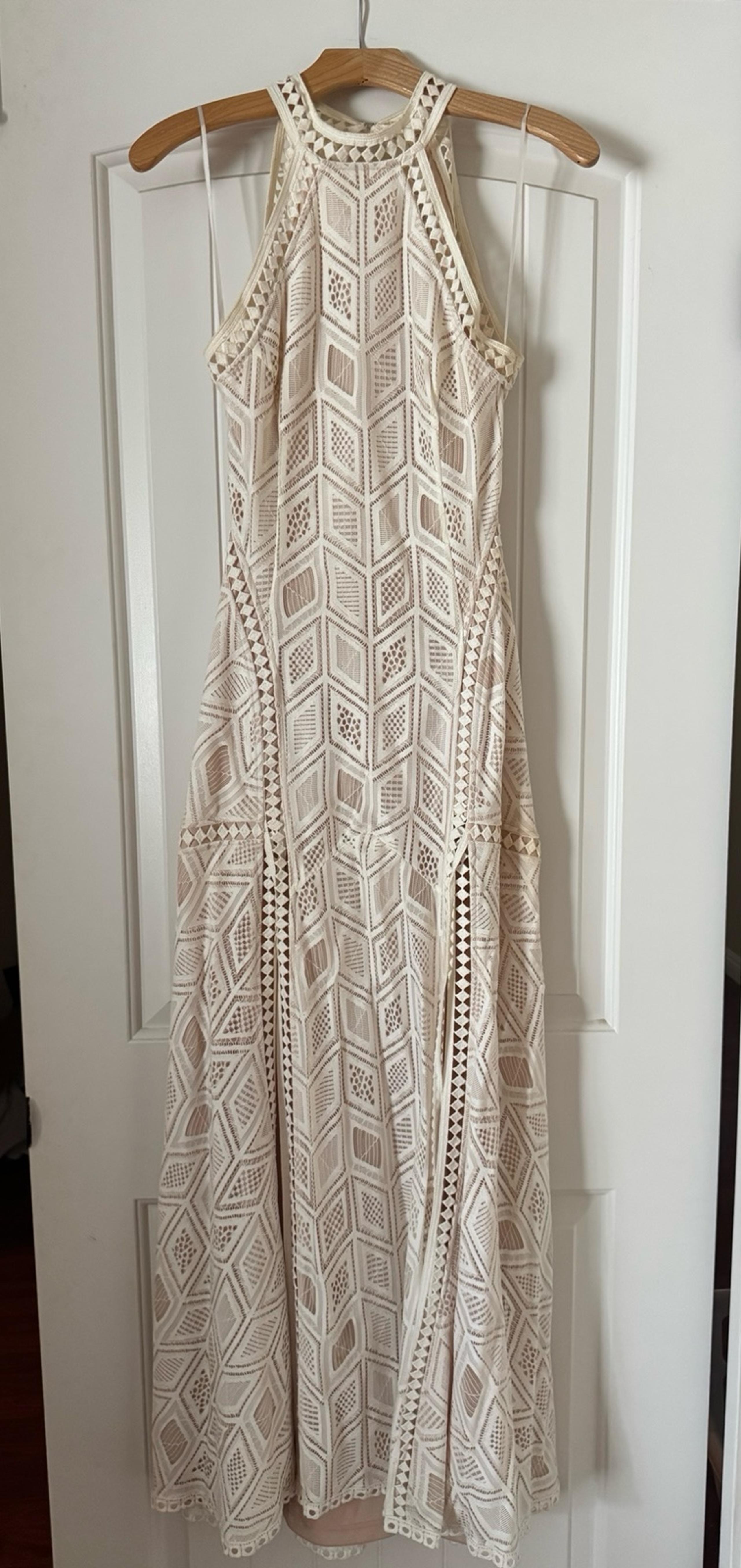GUESS Sunset Geo Lace Maxi Dress Ivory - Size 4
