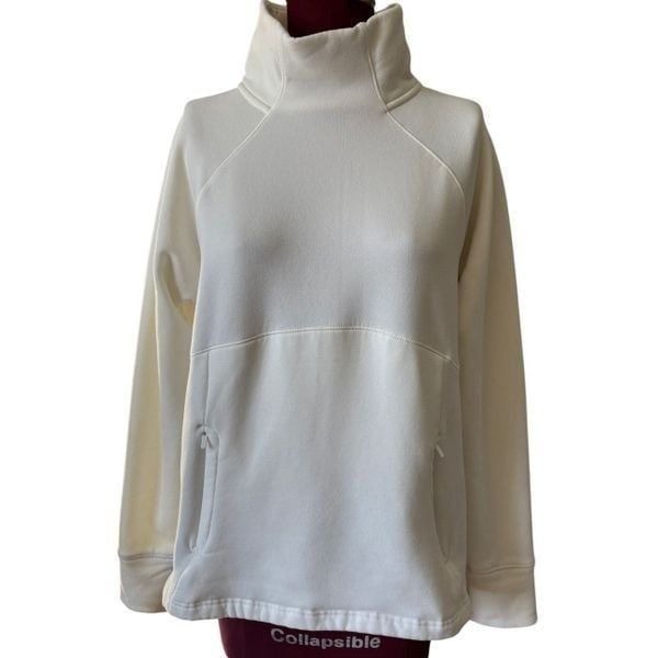Athleta Altitude Polartec Funnel Neck Sweatshirt Size L White Athletic