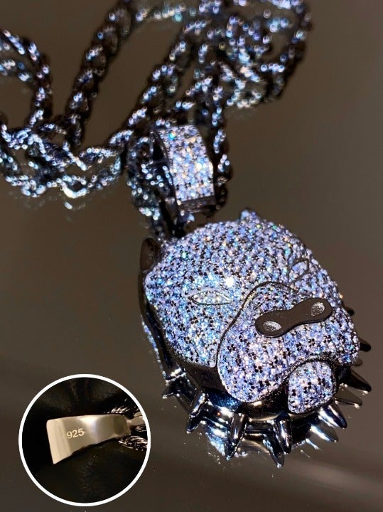 925 Sterling Silver 14k Stamp Bull DOG 