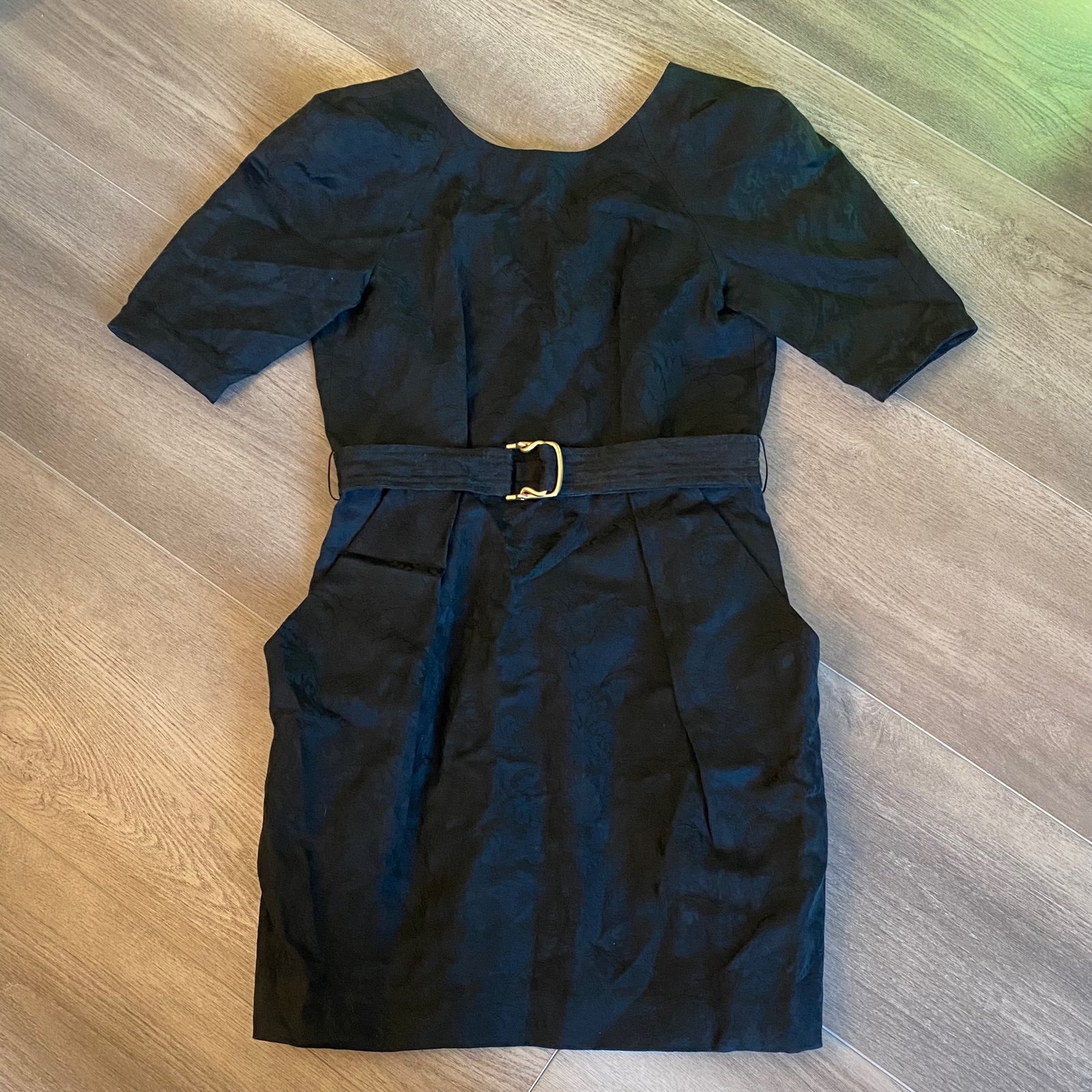 Stella MCCartney Belted Black Dress Pockets Size 38 Made in Italy
