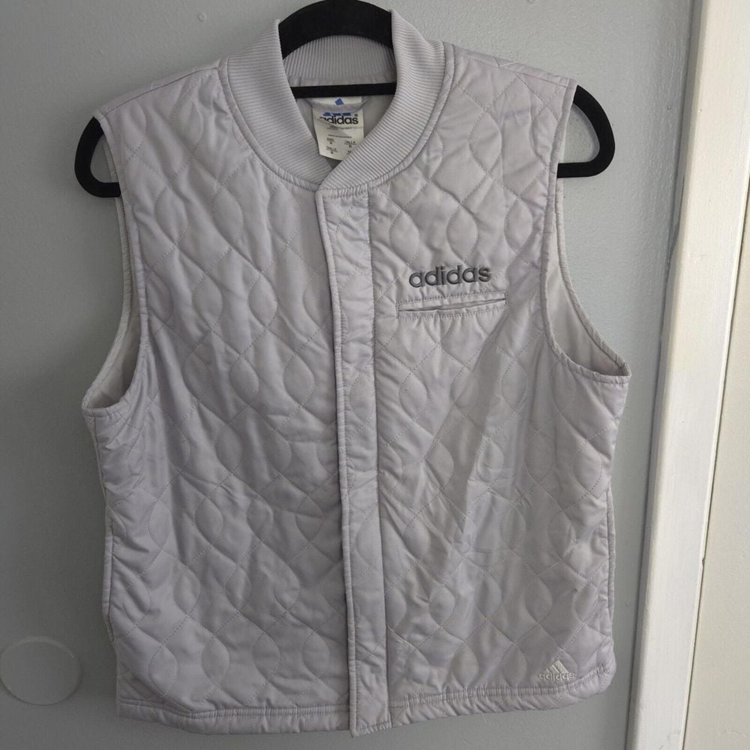 Vintage Adidas 90's Medium Vest Quilted Full Zip Up Jacket Gray Logo Unisex