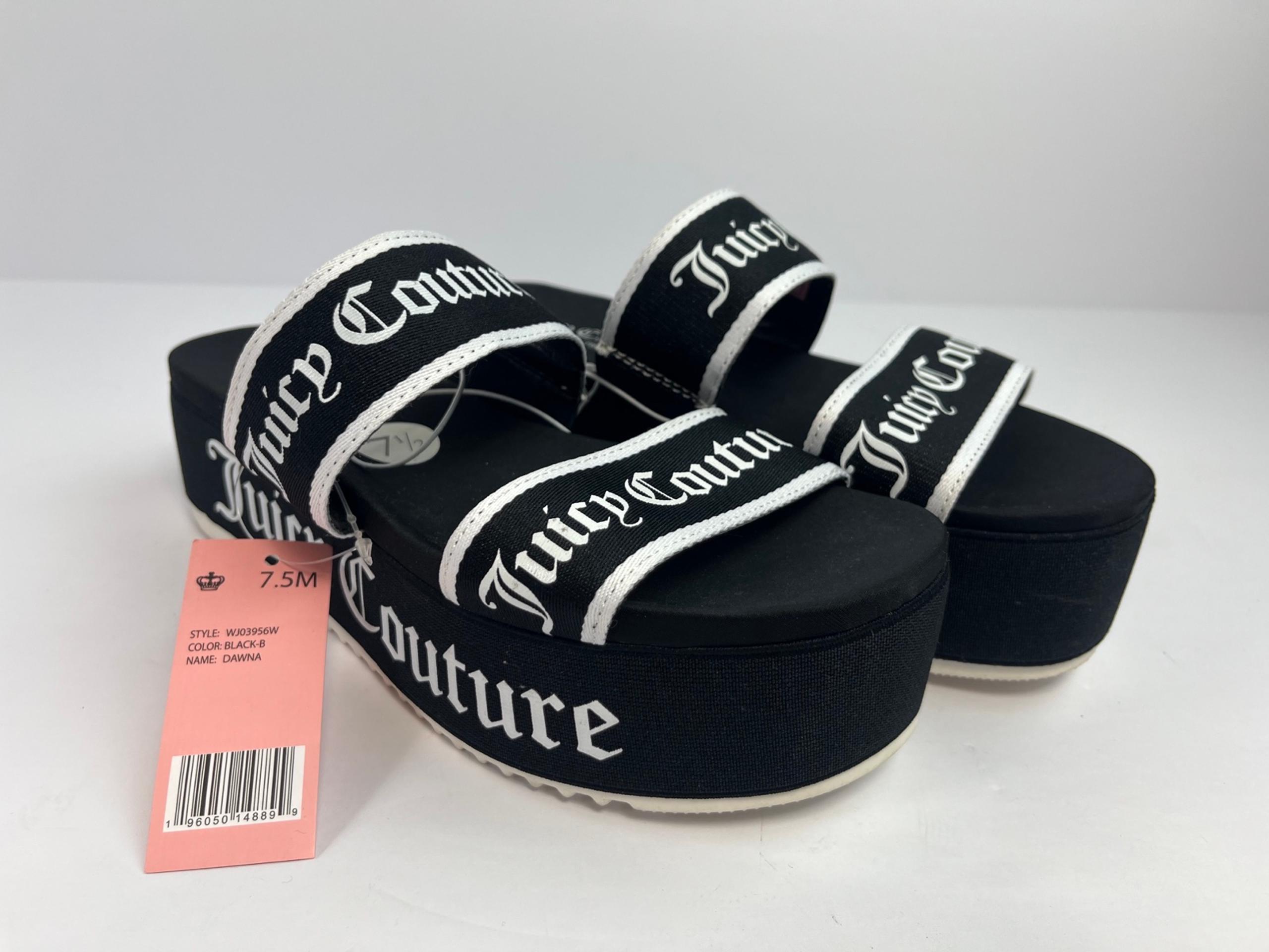 Juicy Couture Dawna Women's 7.5M Black Double Strap Platform Slip-On Sandals