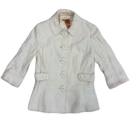Tory Burch Off White Cream Ivory Pea Coat RARE Size 10