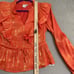 ICHI IXKAJA BLOUSE Shocking Orange Long Sleeve Women's EU 36 Small (4-6) Ruffles