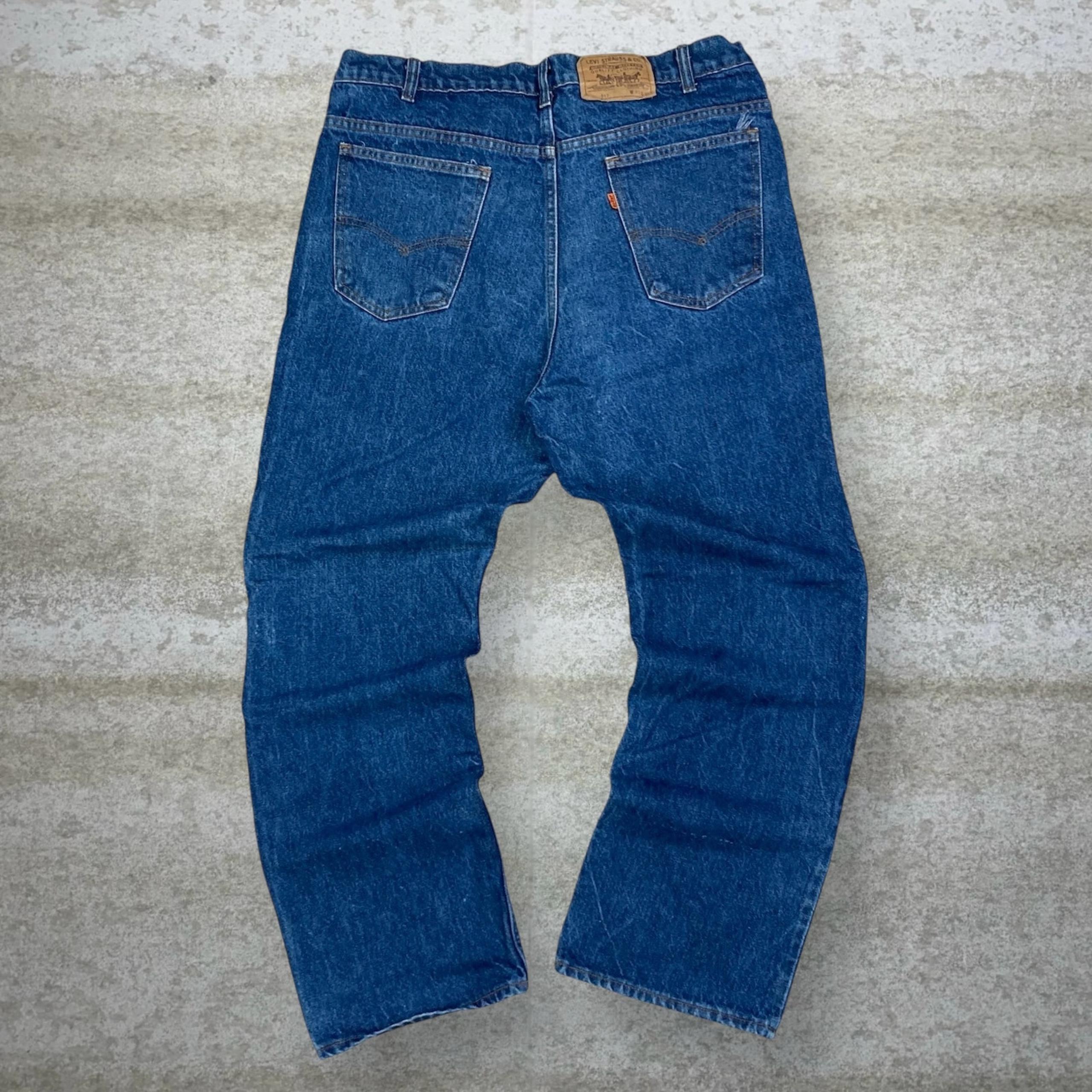 Vintage Orange Tab Levis Jeans 517 Bootcut Flared Fit Dark Wash Made in USA 90s