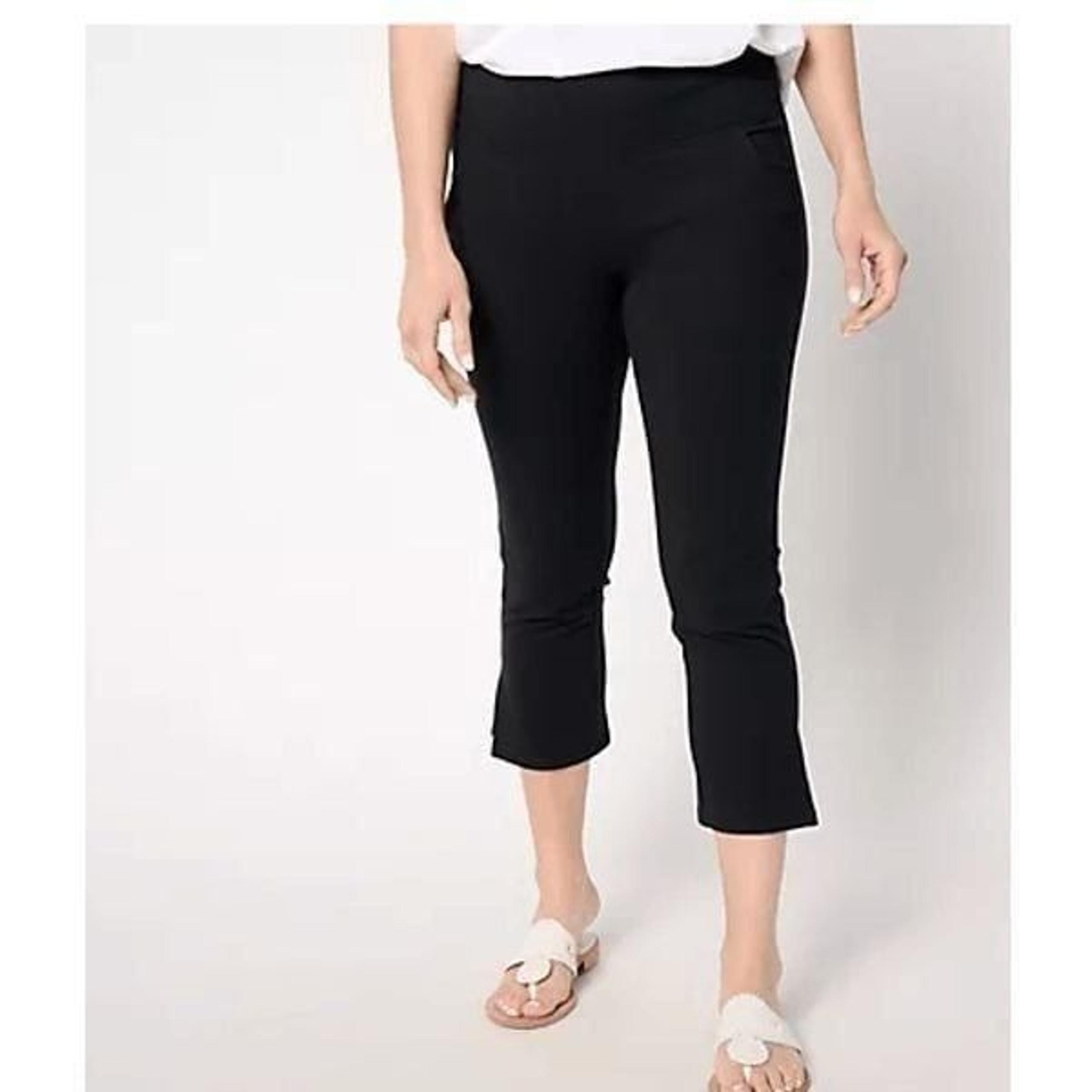 Women with Control XS Tummy Control Regular Knit	Crop Pants Black NWOT )