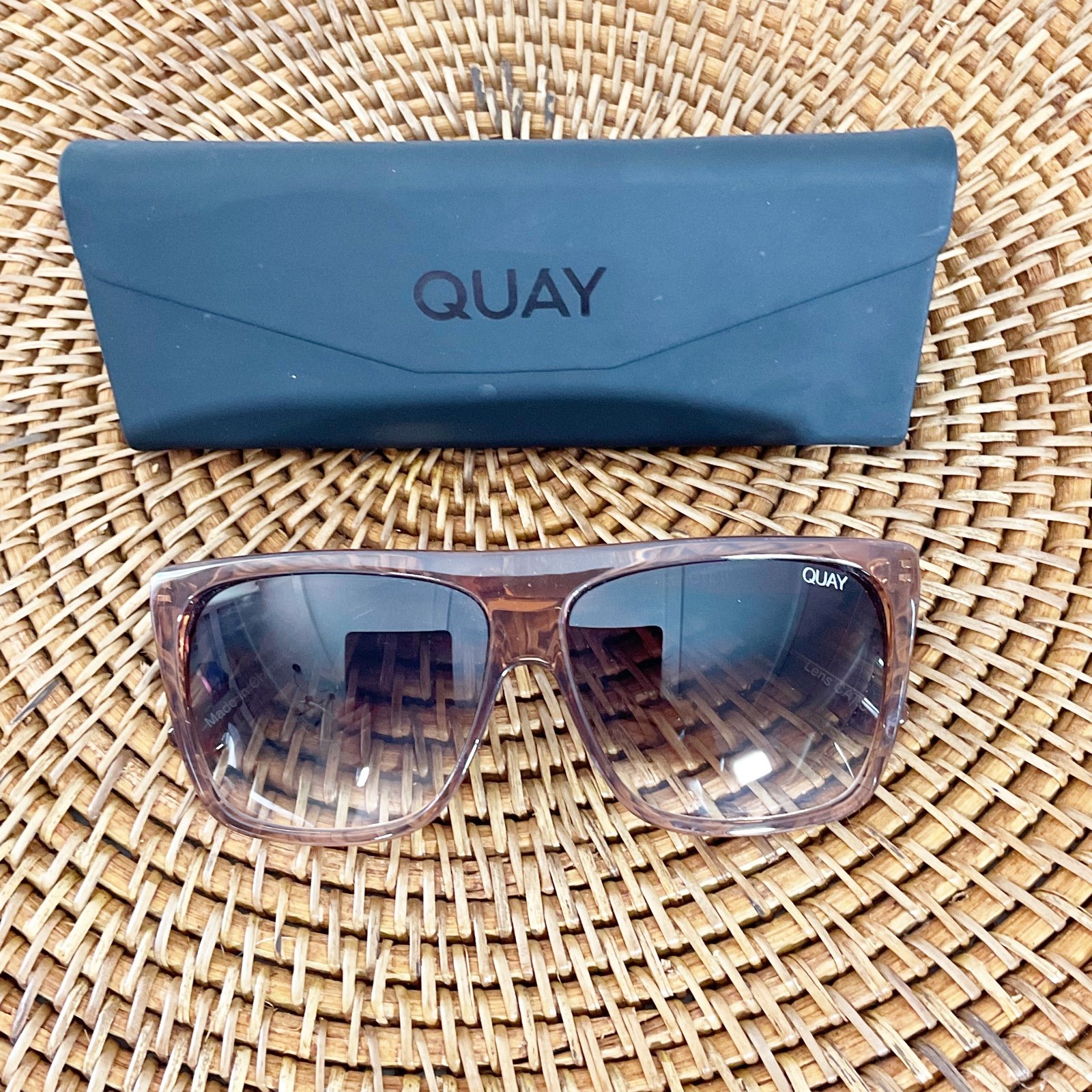 QUAY Nightfall Women's Flat Top Shield Sunglasses Brown Frame/Smoke Lens