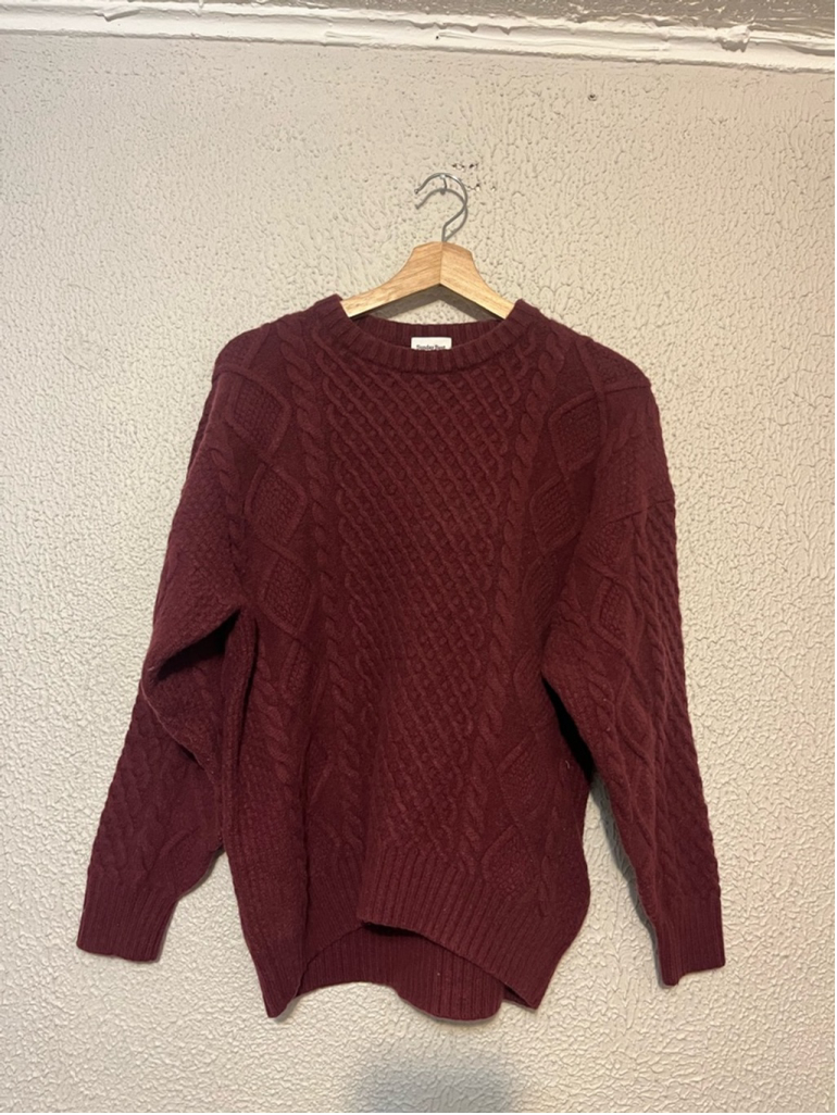 ARITZIA Sunday Best Cable Knit PEGGY Sweater Women's Red Merino Wool Blend Small