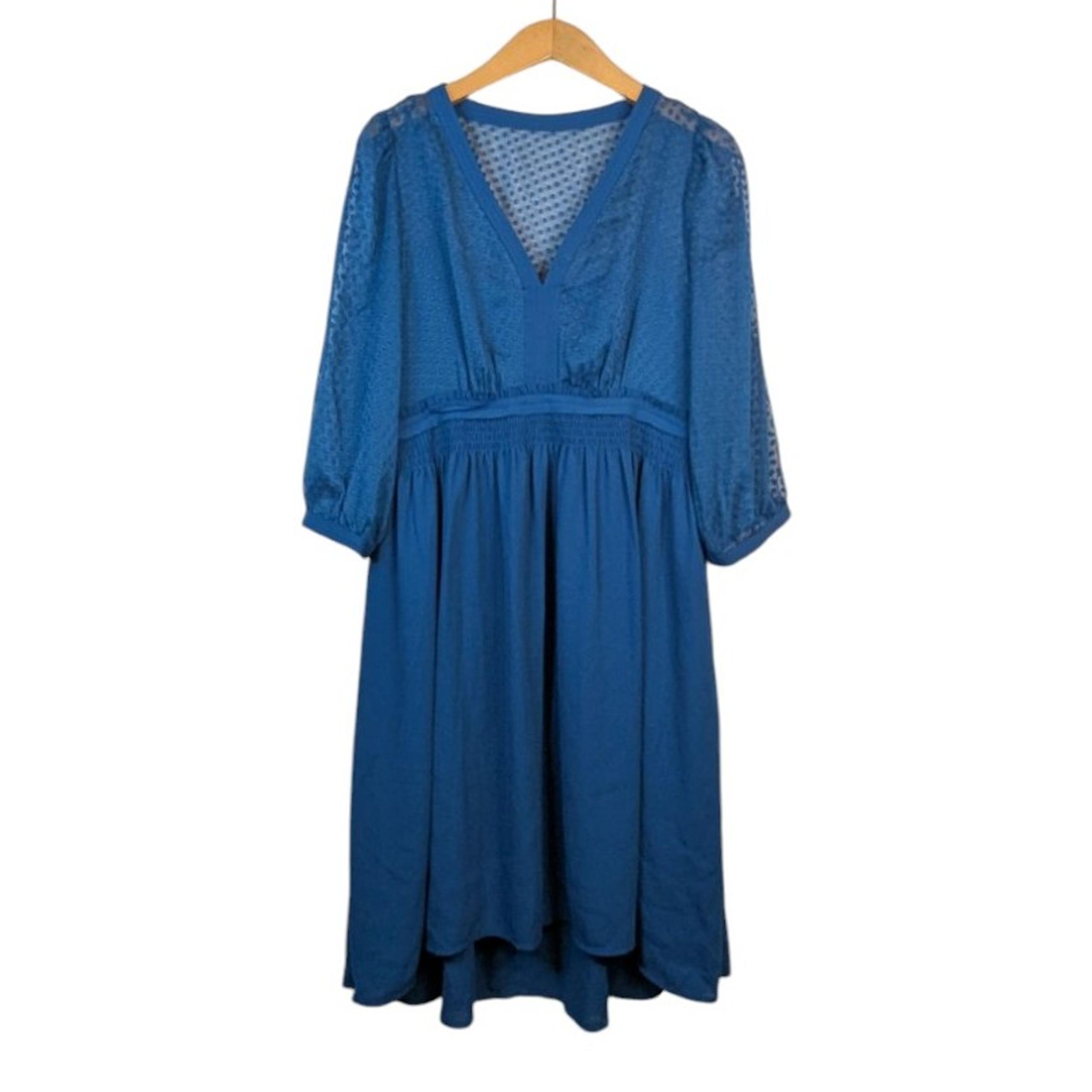 HD in Paris - Athropologie Womens Flowy Summer Dress Blue Size 10 MEDIUM
