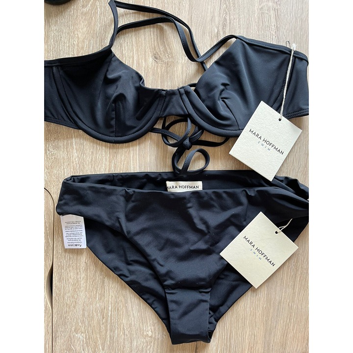 NWT Mara Hoffman BIKINI SET Mazlyn Underwire Top & Dori Bottom Nero Black - S &M