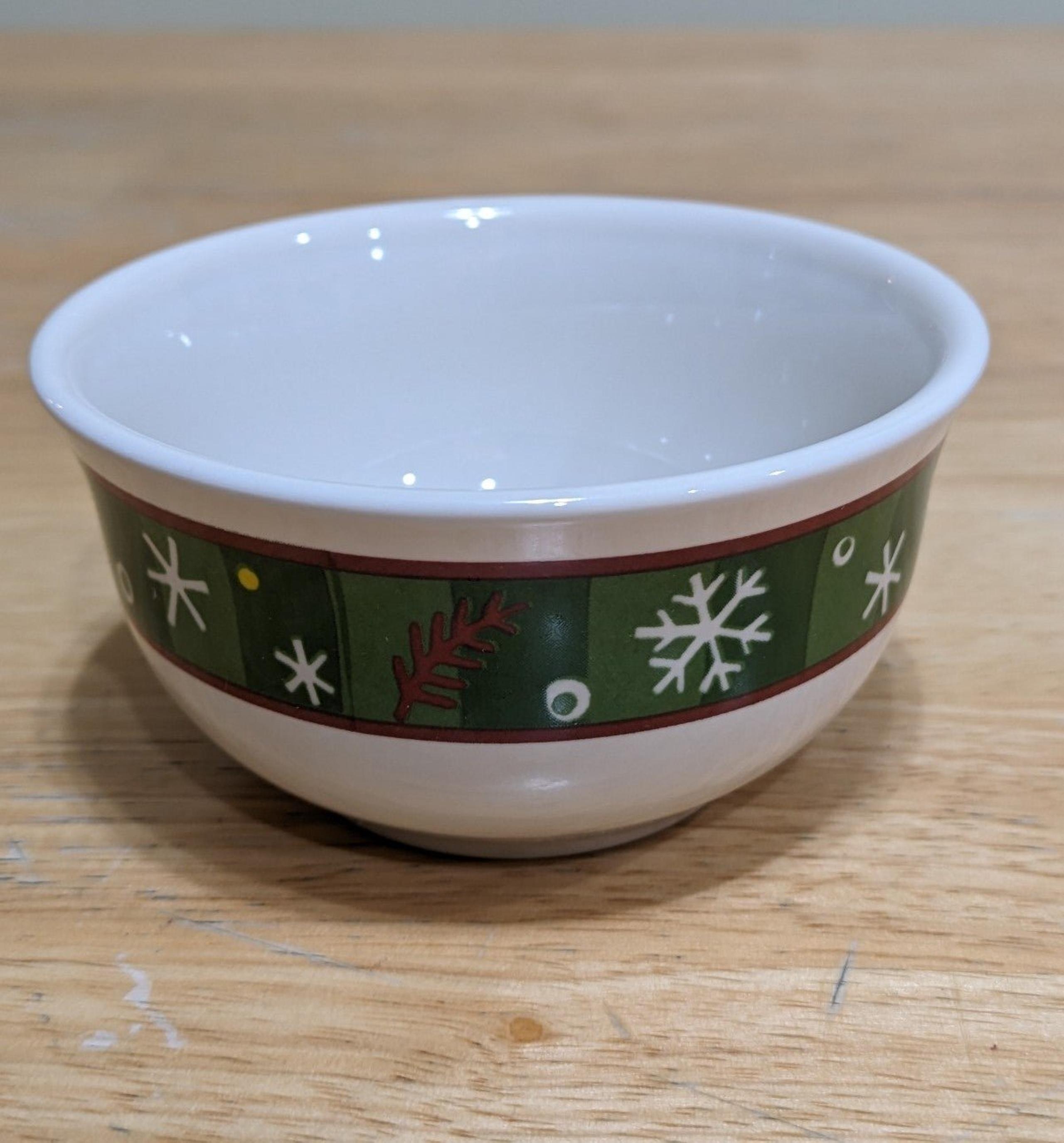 LONGABERGER SMALL SNOWFLAKES DESIGN CERAMIC BOWL NUT DIP BOWL VINTAGE POTTERY