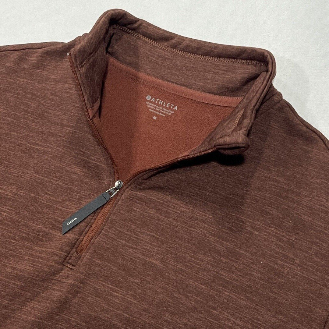 Athleta Altitude Polartec Half Zip Sweatshirt Mahogany Heather Workout Sz Medium