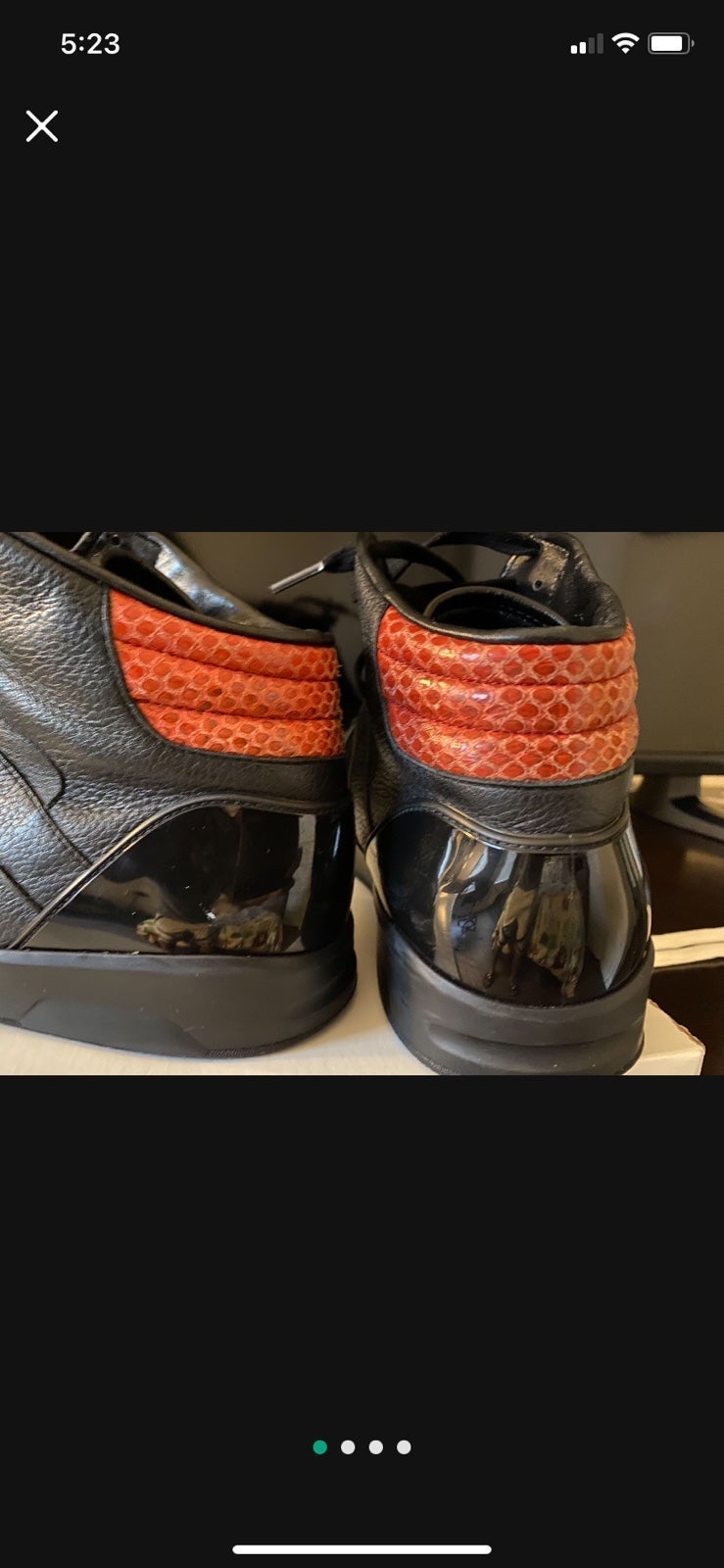 GUCCI Black Leather/Red Lizard high tops