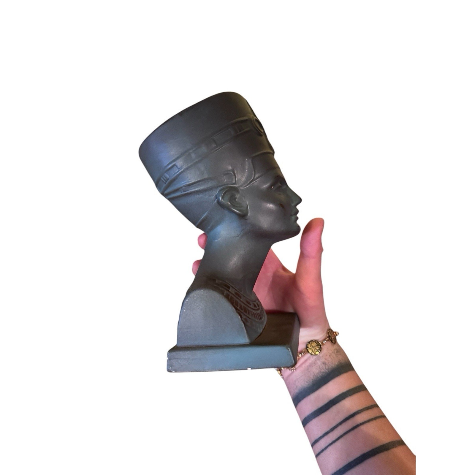 Queen Nefertite Sculpture Bronzed Finish Egyptian Bust Decor Collectible
