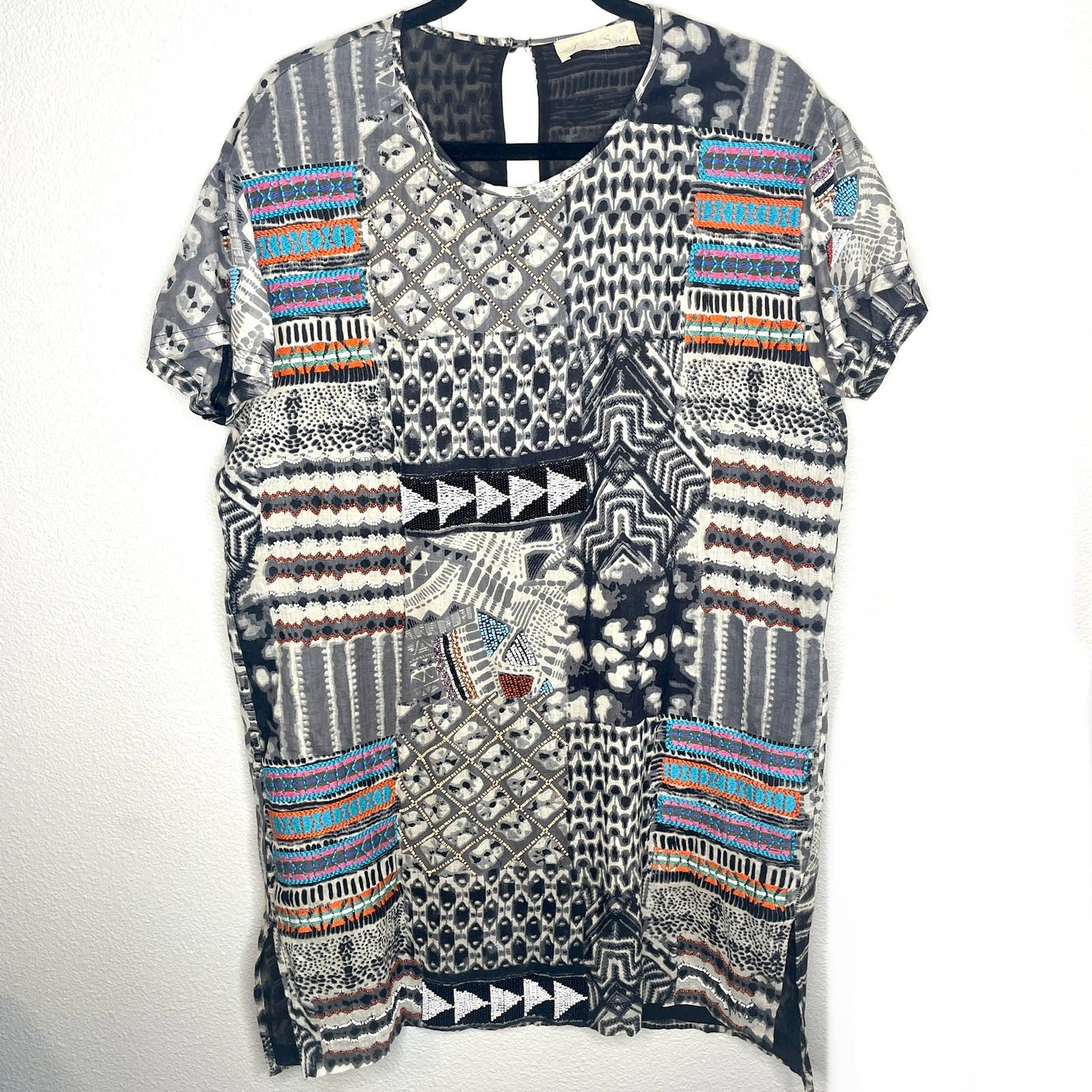 Love Sam Beaded & Embroidered Bohemian Hippy Flowy Lightweight Mini Dress Size S