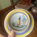 Antique Hand-painted Quimper Pottery Dishes, Bowl & Plate