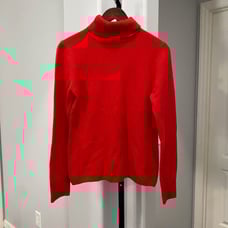 J Crew Red Turtleneck Sweater 100% Cashmere Bright Red Size Women's Large