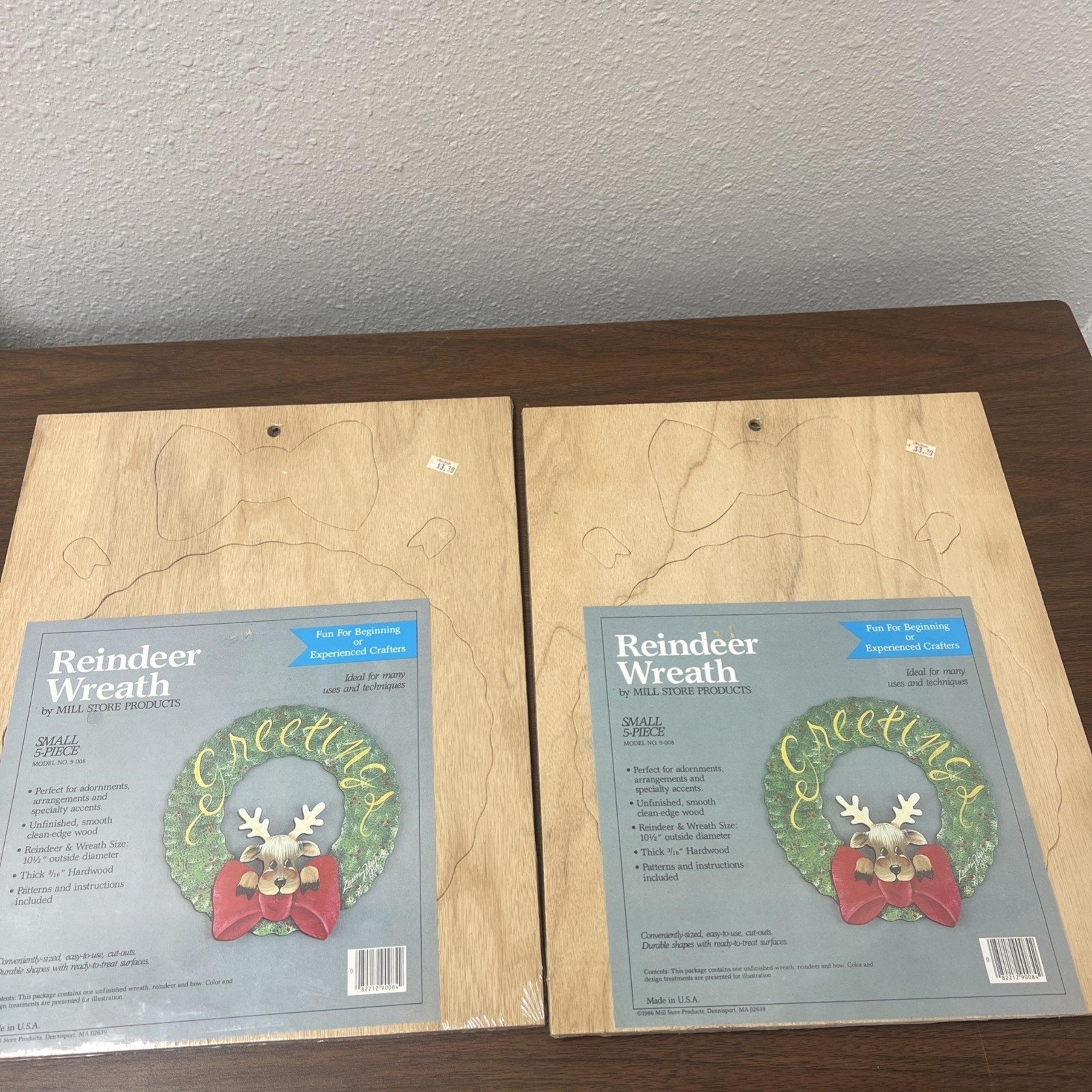 2 Vintage Reindeer Wreath By Mill Store Products 5 Piece Wooden Wreath Kit Craft