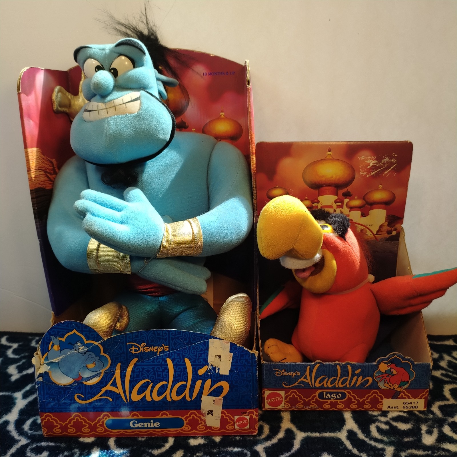 MATTEL 1992 DISNEY Stuffed Plush Aladdin Genie with Lamp NIB Parrot liago