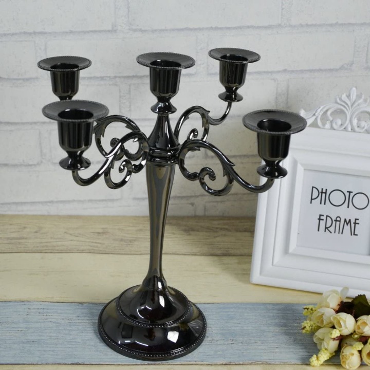 5 Candle Metal Candelabra Candlestick Tall Candle Holder 10.6 Inch