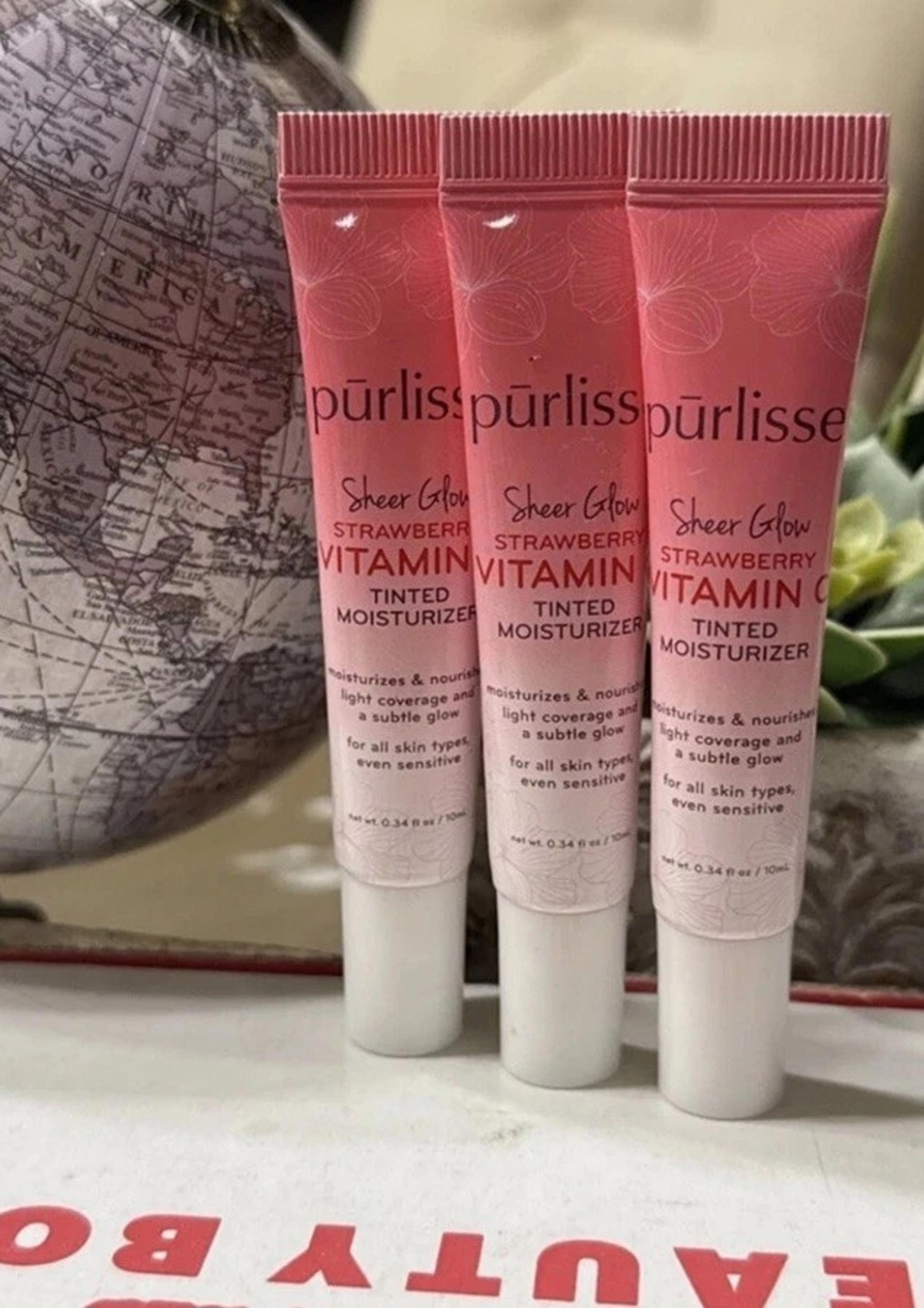 Purlisse Sheer Glow Strawberry Vitamin C Tinted Moisturizer LIGHT MEDIUM 10ml X3