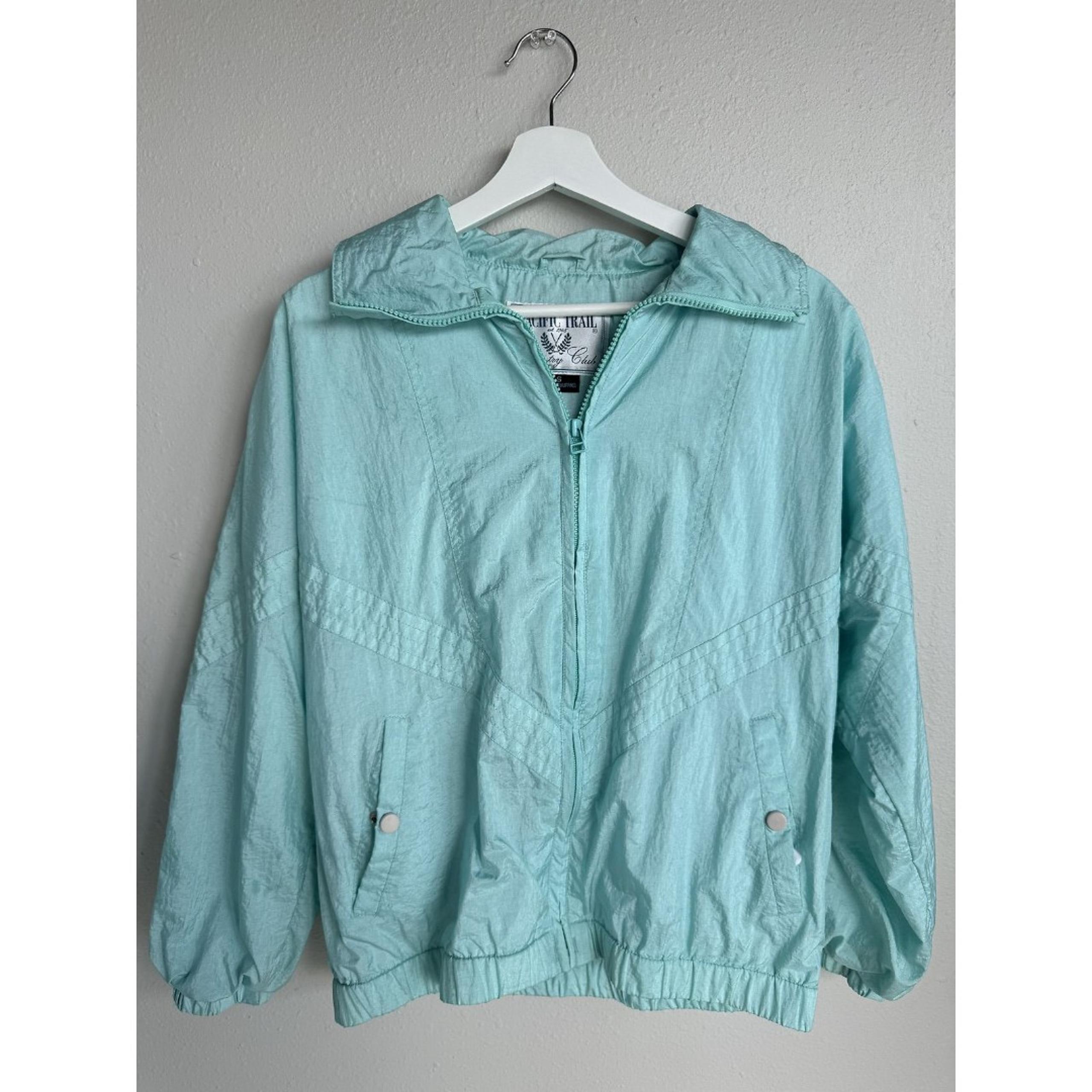 VINTAGE 80s 90s Windbreaker Jacket Light Blue Size Small Pacific Trail
