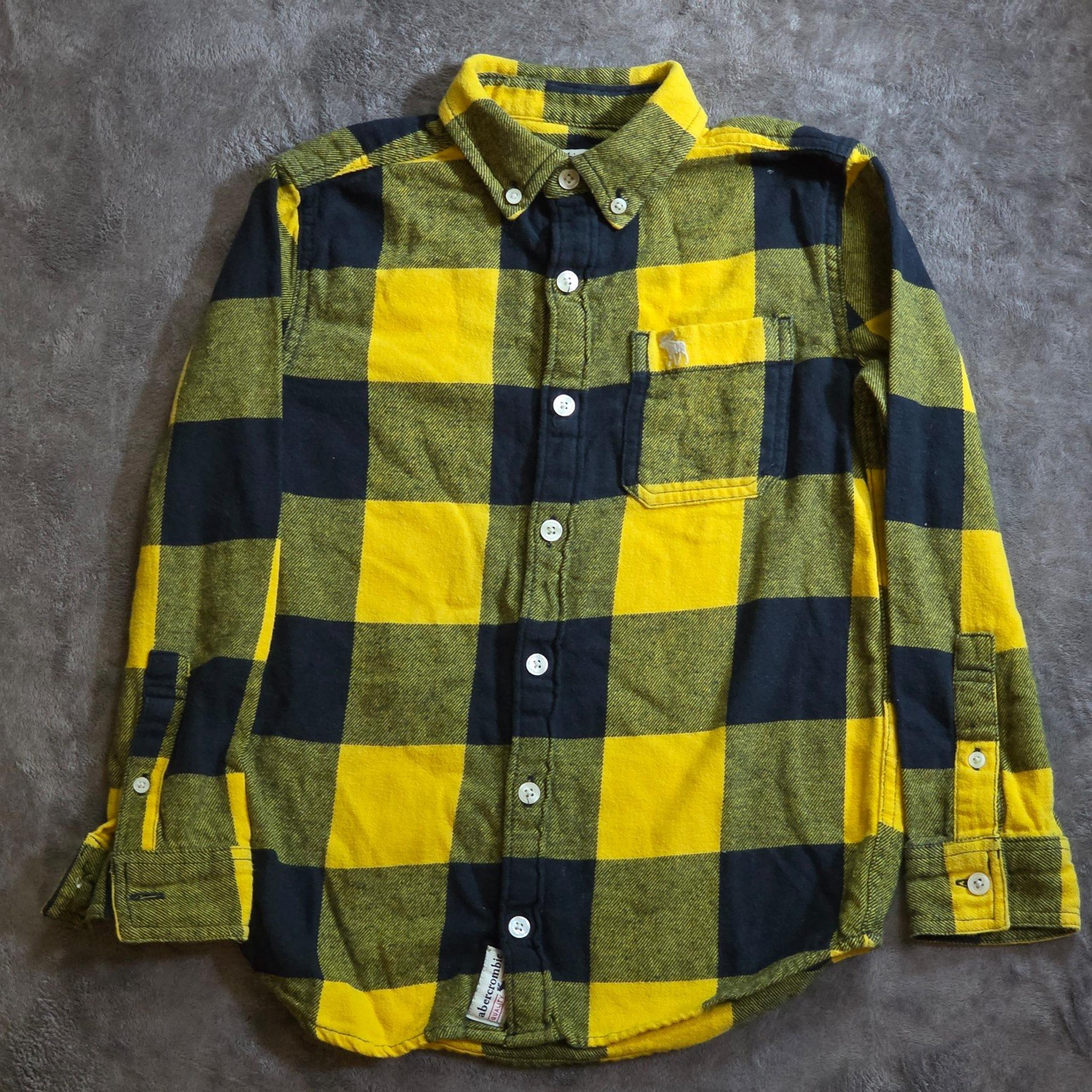 Flannel Long Sleeve Plaid Button Down Shirt - abercrombie kids