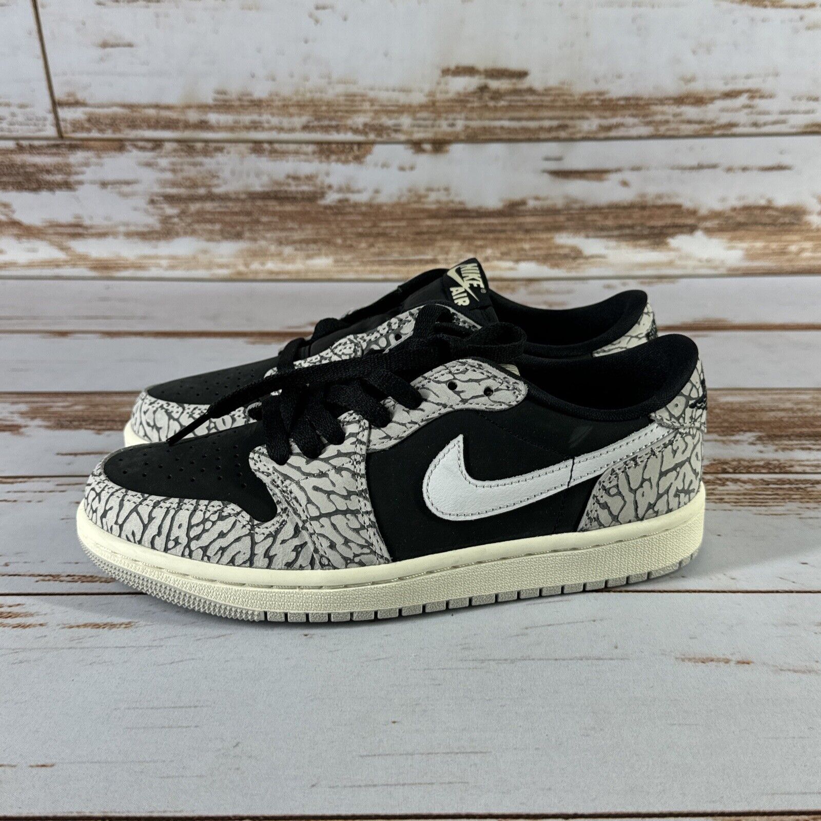 Nike Air Jordan 1 Retro Low Black Cement Elephant Sneakers CZ0775-001 W Sz 6.5