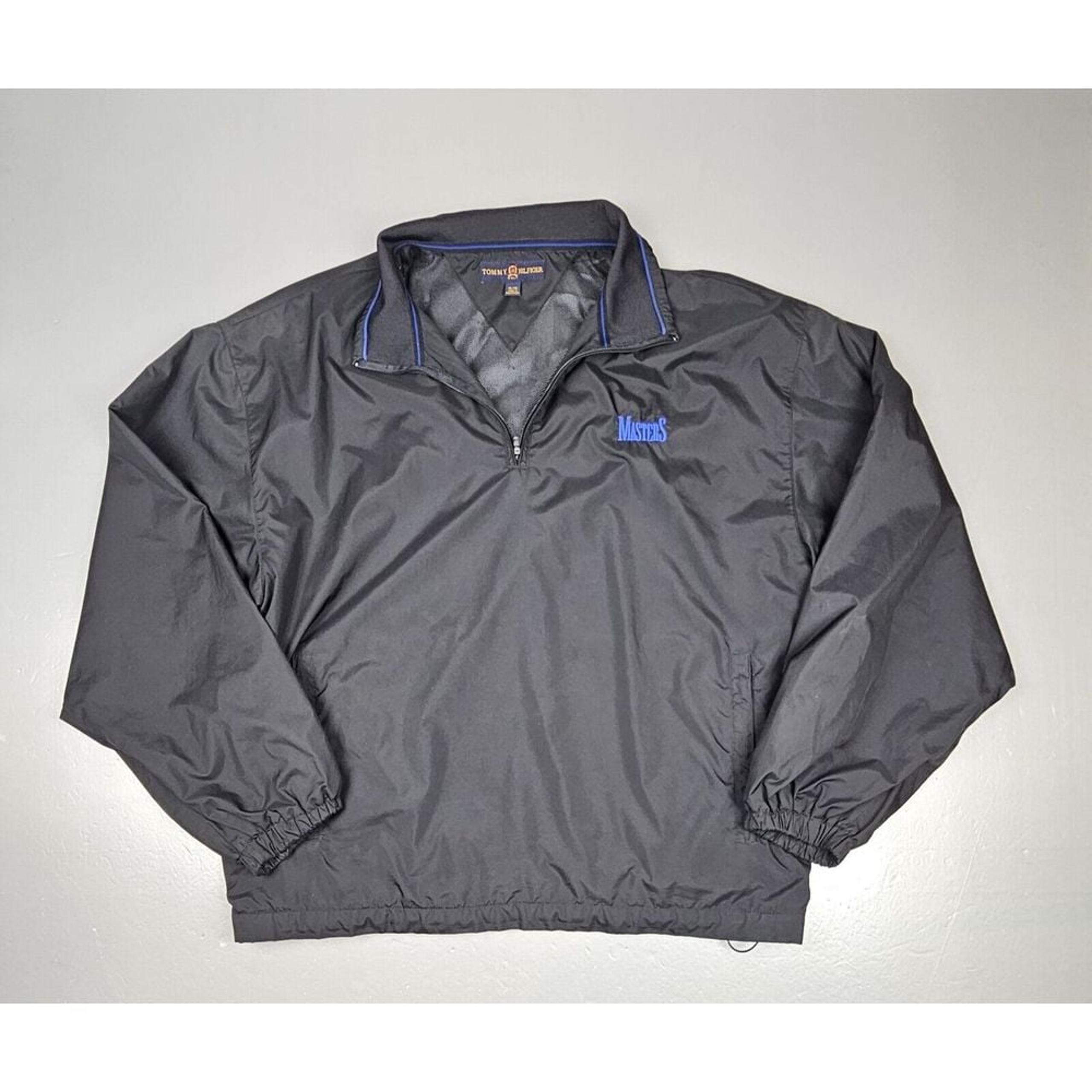Vintage Tommy Hilfiger Windbreaker PullOver Mens XL. Black Masters Old Lion Tag
