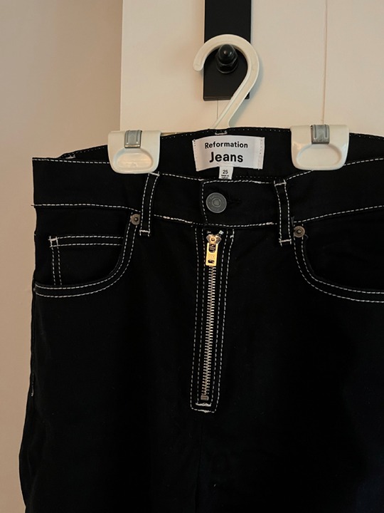 Reformation Black Flare Jeans, Size 25