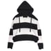 ATM Chenille Bold Stripe Hoodie Sweater Lounge Fuzzy Fleece Black & White Small