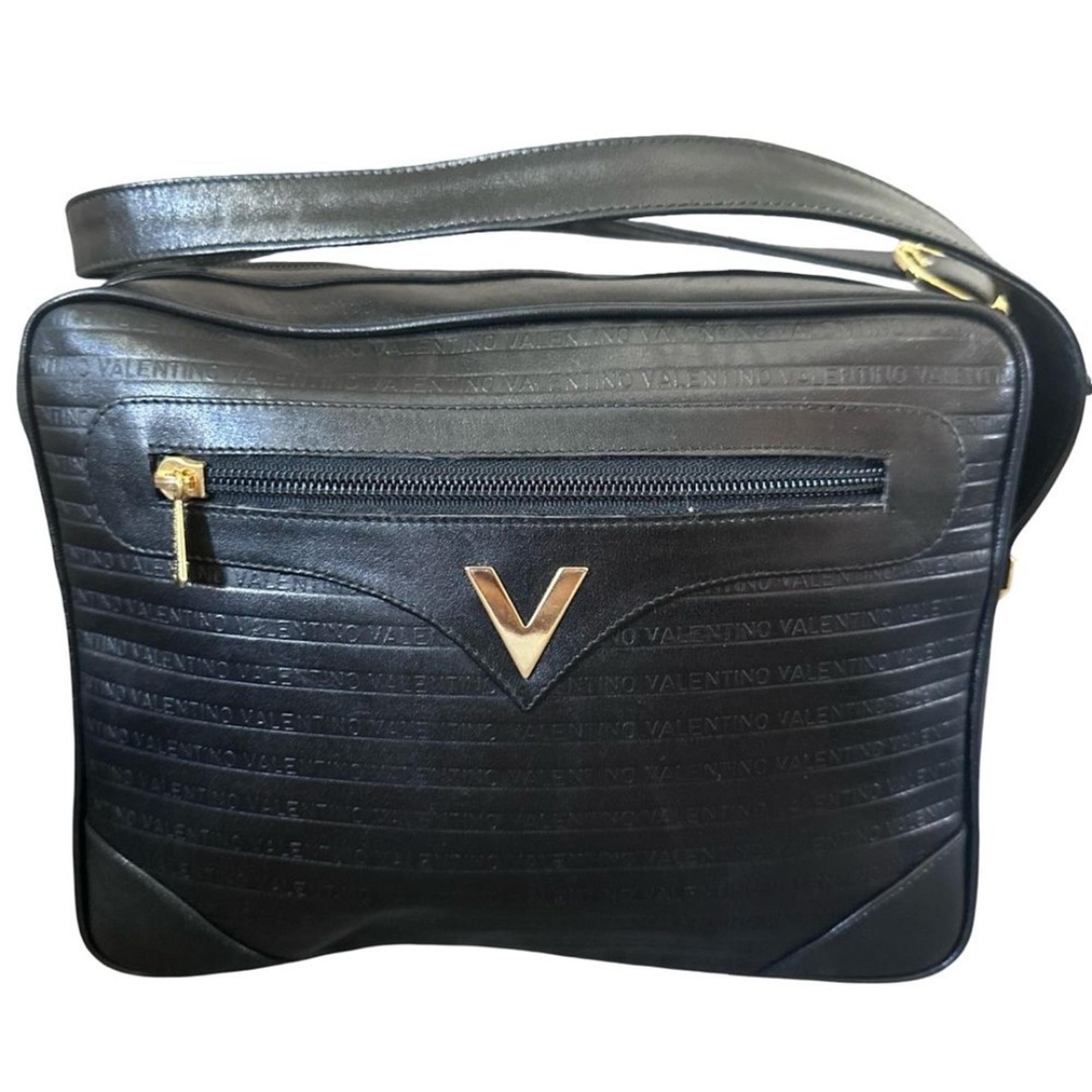Authentic Black Leather Shoulder/Crossbody Bag - Mario Valentino