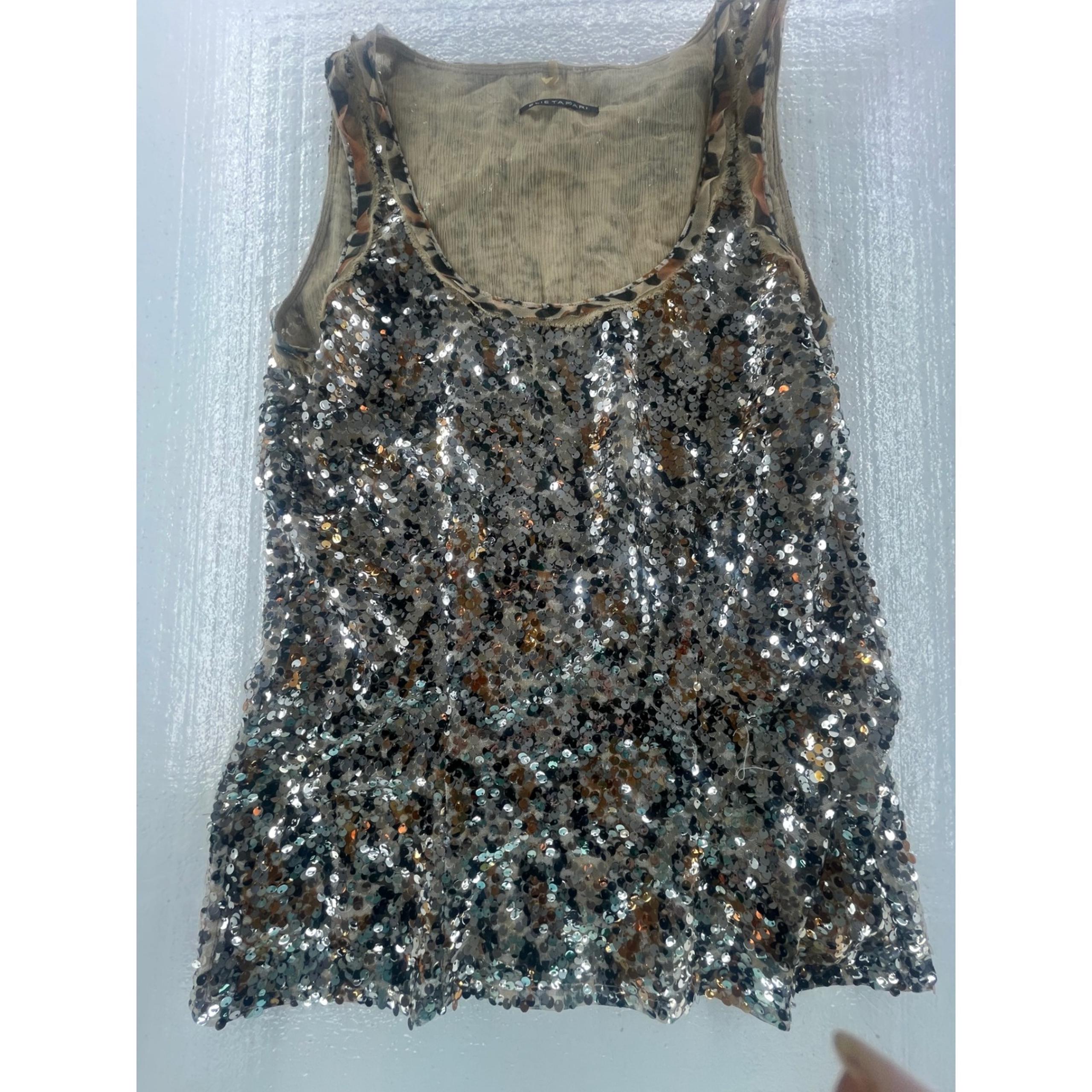 Elie Tahari Sequin Tank Top Sleeveless Party Sparkle S/P
