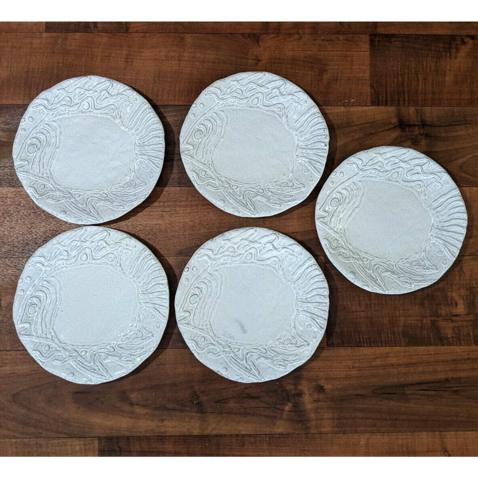 Adriano Tolomei Fortunata Arte Fish Plates Set of 5 NEW Made in Italy Ceramics