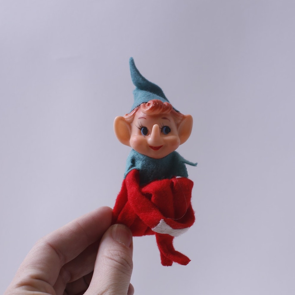 1960s, Elf, Knee Hugger, Christmas, Japan, Small, Vintage, Doll, 250212-WH 141