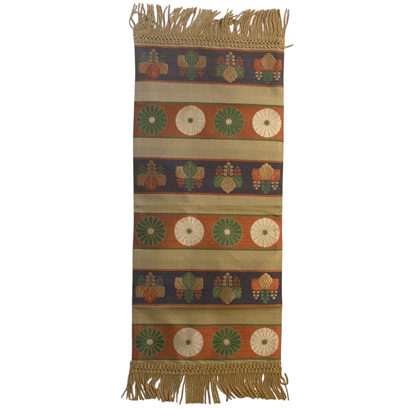 Kawashima Table Center , 100% Silk With Gold (Silver) Thread - Decorative Cloth
