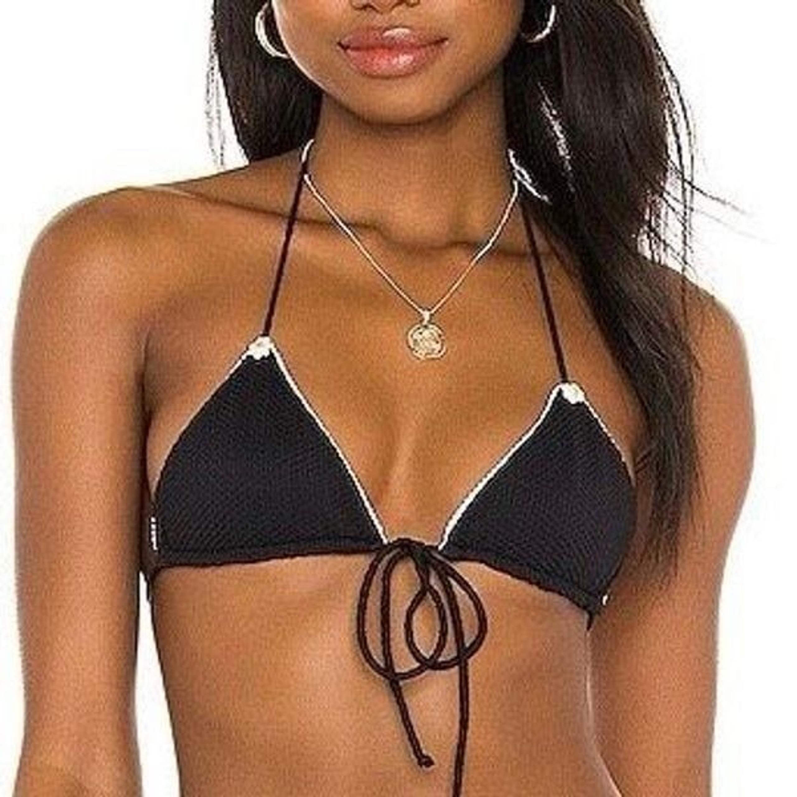 Lolli Swim Top XS Angelic Black Daisy Boho Bikini Triangle Tank Revolve Womens