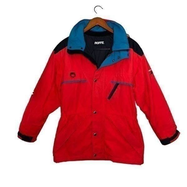 Roffe Boys Juniors Red Blue Vintage Ski Snow Hooded Jacket Size 16