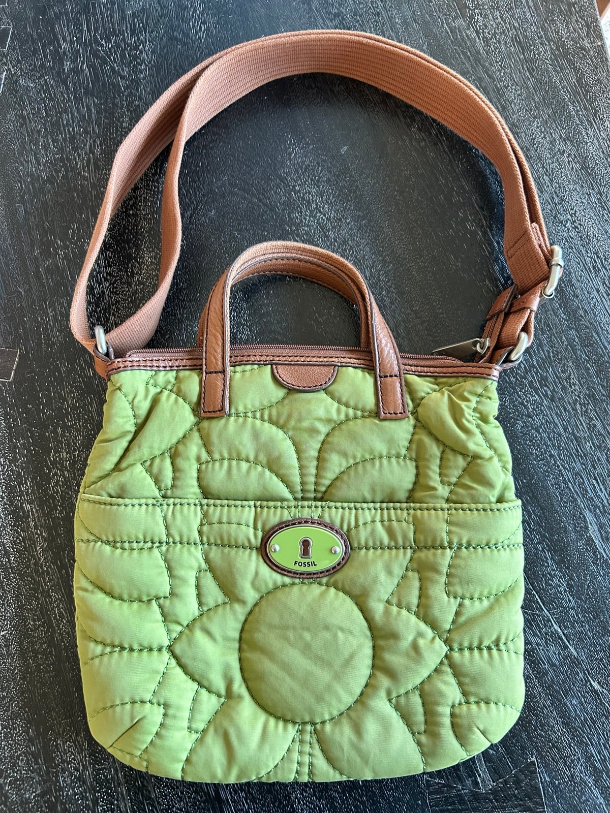 Green Fossil quilted purse