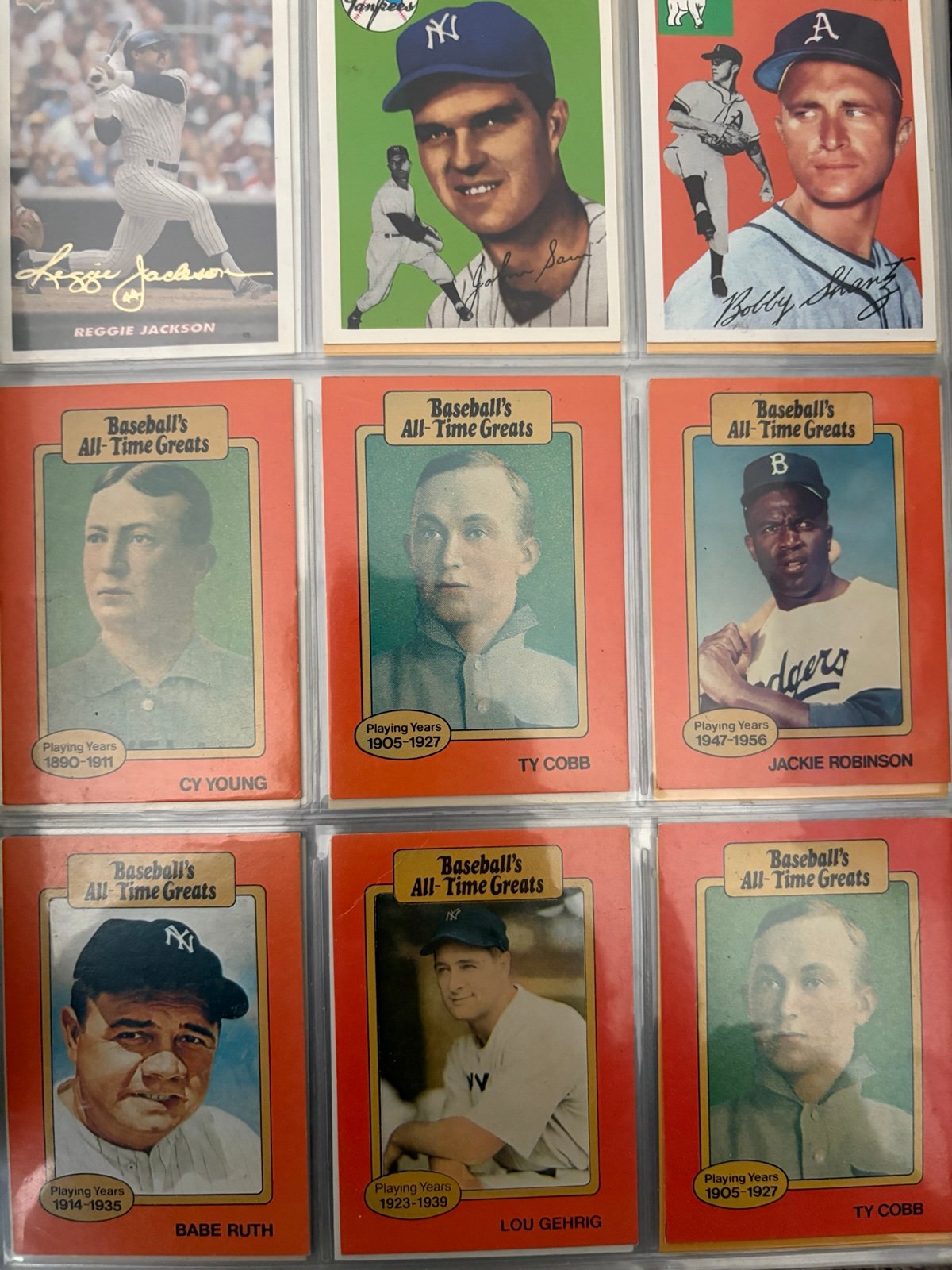 Vintage sports cards with legends all sports