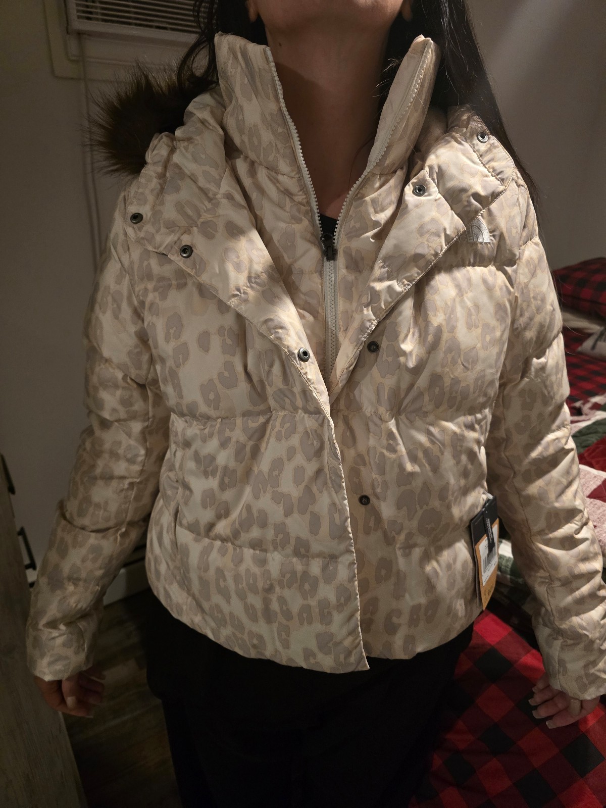 North Face Leopard Print Jacket Large Zip up